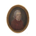 Late 18th/early 19th Century English School, - Oval miniature - Portrait of a gentleman wearing a