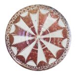 Spanish tin glazed lustred pottery dish, circa 1500, decorated with a geometric motif, 23.75cm
