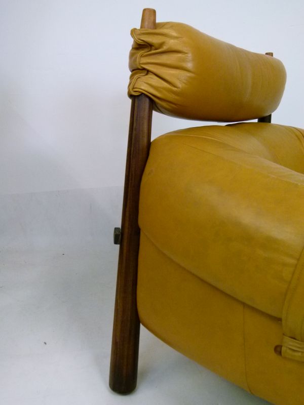 Modern Design - Percival Lafer (Brazilian) circa 1970s rosewood and yellow leather easy chair with - Bild 11 aus 14