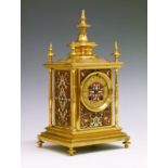 Late 19th Century French lacquered brass and champlevé enamel mantel clock, Richard & Cie, Paris,