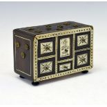 Late 18th/early 19th Century Italian engraved ivory inlaid ebonised miniature chest, of six