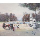 Jules René Hervé (1887-1981), - Oil on canvas - The Tuileries, Paris, signed, 58cm x 71.5cm,