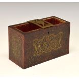 19th Century French boulle red tortoiseshell and brass book box, the brass locking bar with engraved