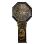 Rare mid 18th Century black-lacquered chinoiserie tavern clock, William Sayer, Devizes, the 21" dial