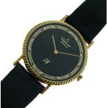 Chopard for Kutchinsky, - Lady's 18K gold cased quartz wristwatch, signed black dial with gilt