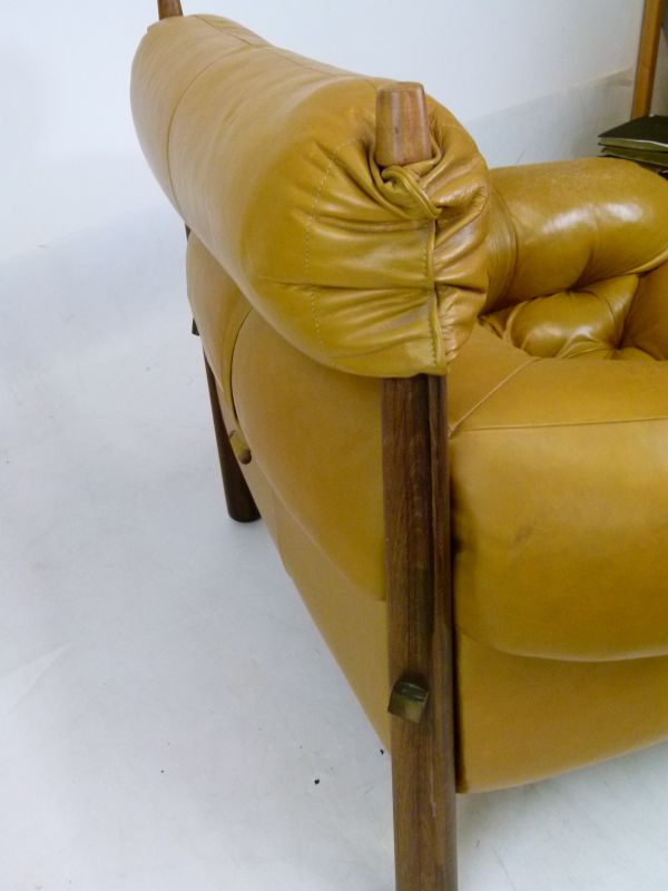 Modern Design - Percival Lafer (Brazilian) circa 1970s rosewood and yellow leather easy chair with - Bild 14 aus 14