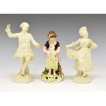 19th Century Derby Stevenson & Hancock porcelain figure, depicting a young girl with a lamb,