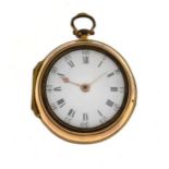 William Lambert, London - Gilt metal pair cased pocket watch, white enamel dial with Roman numerals,