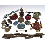 Collection of Omani and similar silver and other jewellery, etc including; necklace, buckle, purses,