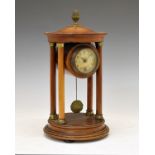 Early 20th Century fruitwood-cased mantel clock, Hamburg American Clock Co., the 6cm cream Arabic