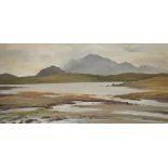 Edward Wesson (1910-1983), - Oil on canvas - Kyle Of Tongue And Ben Loyal, signed, 50cm x 100cm,