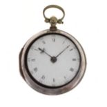 Edward Noble, London - Silver pair cased pocket watch, white enamel dial with black Roman numerals