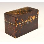19th Century tortoiseshell veneered box, of rectangular form, the hinged cover opening to reveal a
