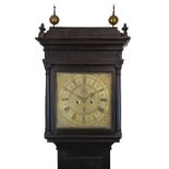Mid 18th Century inlaid oak-cased eight day brass dial longcase clock, Robert Buller, Abington (