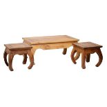 Contemporary hardwood rectangular Myakka of Wincanton coffee table on shaped supports with pair of