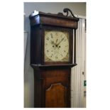 Early 19th Century inlaid oak and mahogany cased eight-day painted dial longcase clock, E.Drakeford,