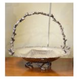 Mappin & Webb Prince's Plate cake basket with rustic cast handle and border, 29cm diameter