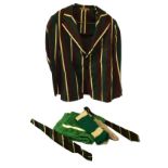 Striped blazer believed to be Monmouth School, together with two ties, pair of socks and towel