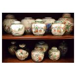 Collection of thirteen 20th Century Chinese porcelain ginger jars, nine of these with covers,