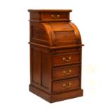 Reproduction mahogany roll top desk fitted three drawers to the base, 51cm wide