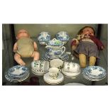 Armand Marseille bisque-headed baby doll, composition doll and assorted children's tea wares