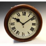 Early 20th Century single-fusee wall clock, with white Roman dial, 39cm diameter