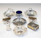 Various silver items including; pair of George V bon-bon or sweetmeat baskets, Chester 1920, Art