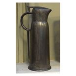 Continental Art Nouveau pewter ewer or claret jug with hinged cover, stamped beneath Holland