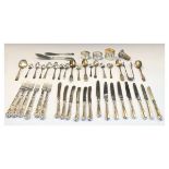 Various silver flatware, together with three silver napkin rings, 15.3toz weighable silver