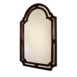 Reproduction mahogany finish arched overmantel mirror, 107cm high