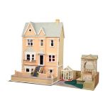 Modern three storey dolls house, together with a large quantity of accessories, furniture etc,