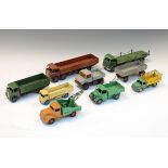 Nine assorted die-cast model vehicles comprising: two Dinky Supertoys Foden flat-bed lorries, Guy