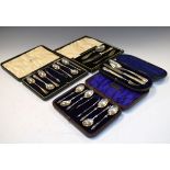 Cased set of Victorian teaspoons and sugar tongs, Sheffield 1875/76, together with three other