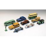 Nine assorted die-cast model vehicles to include; Dinky Toys double decker bus, 23E Speed of the