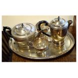 Harrods silver plated four piece tea set, with stamp mark to the base, together with an oval