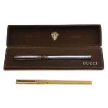 Gucci - Silver-plated and enamel ballpoint pen, the cap with enamel banding, stamped Gucci Italy, in