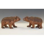 Two early 20th Century Black Forest carved softwood models of standing bears, each 15cm long x 9cm