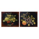 J. Dunford (circa 1900) - Oil on board - Pair of still-lives of fruit, both signed, 16cm x 19cm,