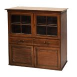 Early 20th Century inlaid mahogany cabinet with satinwood-crossbanded top over conforming four-