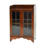Early 20th Century mahogany side cabinet with three-quarter gallery over leaded glazed six-