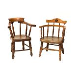 Two 19th Century child's elm and fruitwood armchairs, the first of 'smokers bow' design, 50cm