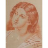 Martin Fawcett (Early 20th Century) - Pastel (red chalk) - Portrait of a young girl, signed and