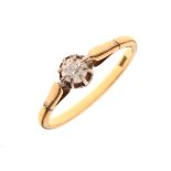 Yellow metal and solitaire diamond ring, shank stamped 18ct, size Q½, 2.7g gross approx