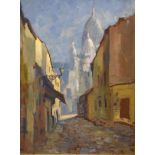 Nora Kidder (20th Century) - Oil on board - Paris scene, 66cm x 49.5cm in gilt frame