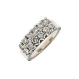 White metal and diamond ring, set two rows each of six brilliants, stamped 14K 585, size M½, 6.2g