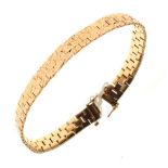 9ct gold flexible bracelet of textured design, 16.1g approx