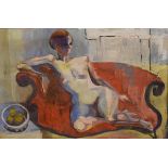 Attributed to Audrey Lewis-Hopkins (20th Century) - Oil on canvas - Female nude study, unsigned,