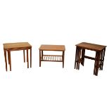 Nest of three 1960's occasional tables, largest 53cm x 38cm x 53cm high, together with a further