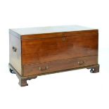 19th Century mahogany mule chest in the George III taste, the hinged rectangular lid over long
