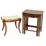 Mid 20th Century nest of three mahogany bowfront occasional tables, largest 50cm x 37cm x 61cm high,